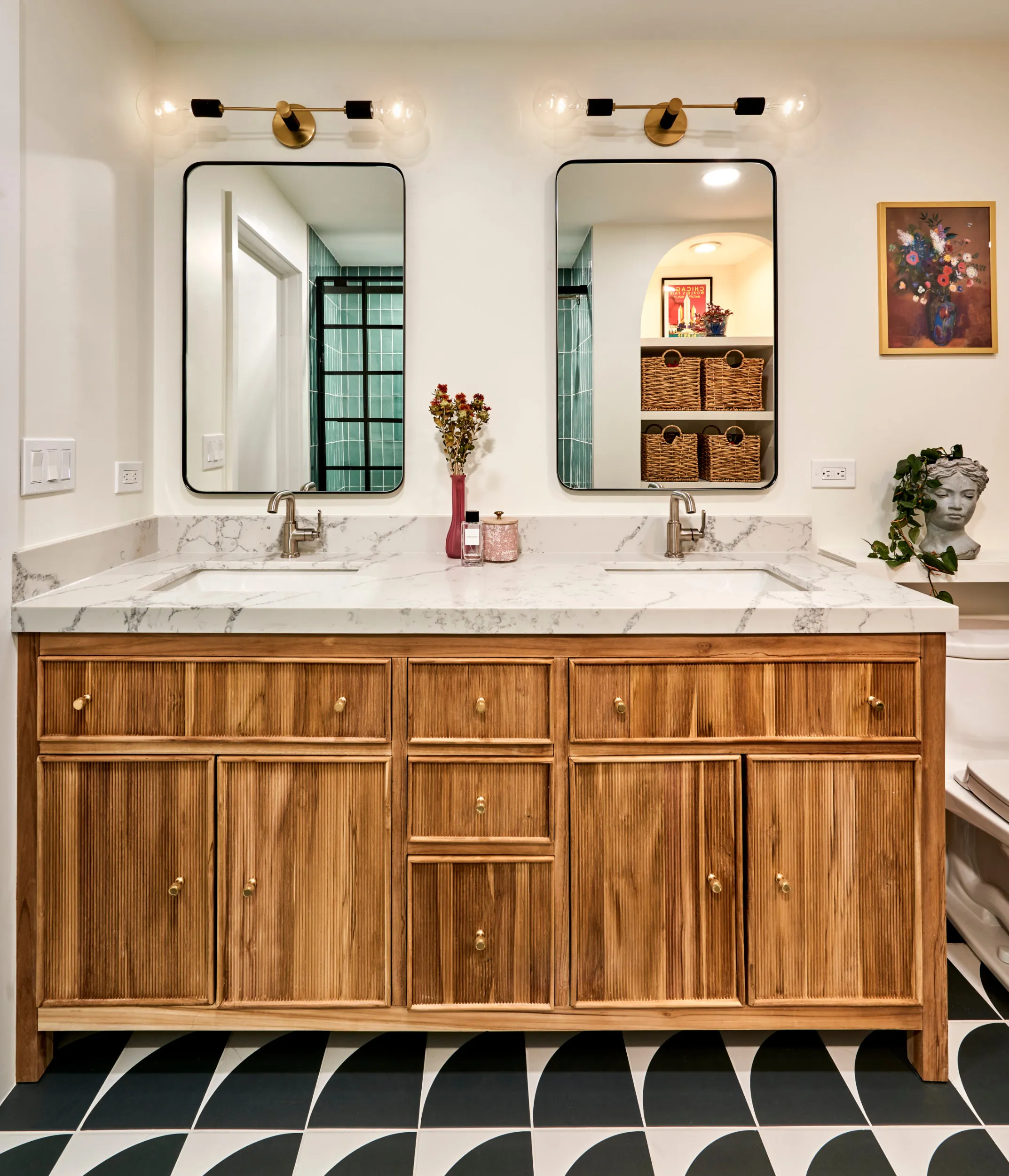 Double sink vanity front