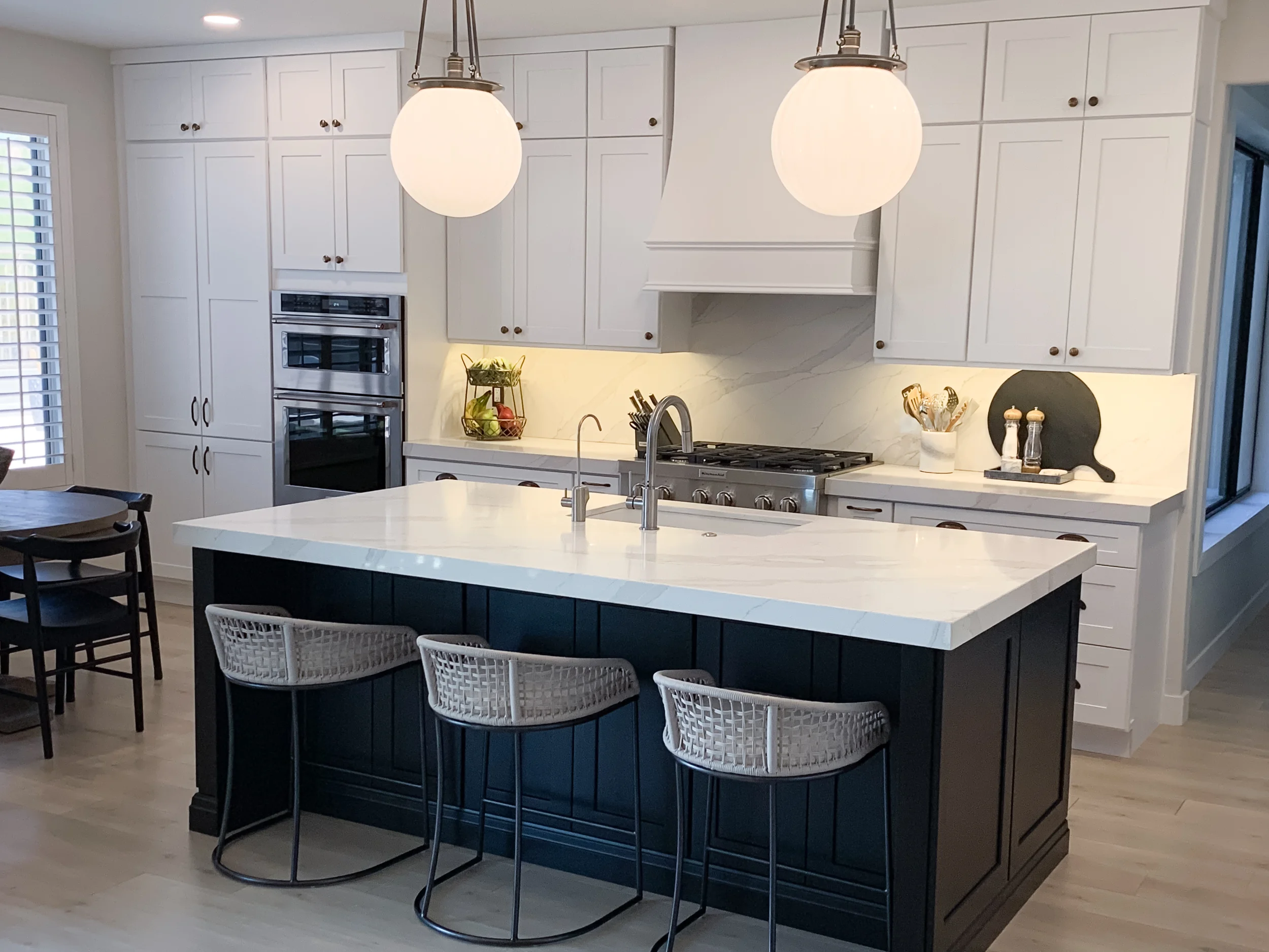 traditional kitchen renovation with large island in North York